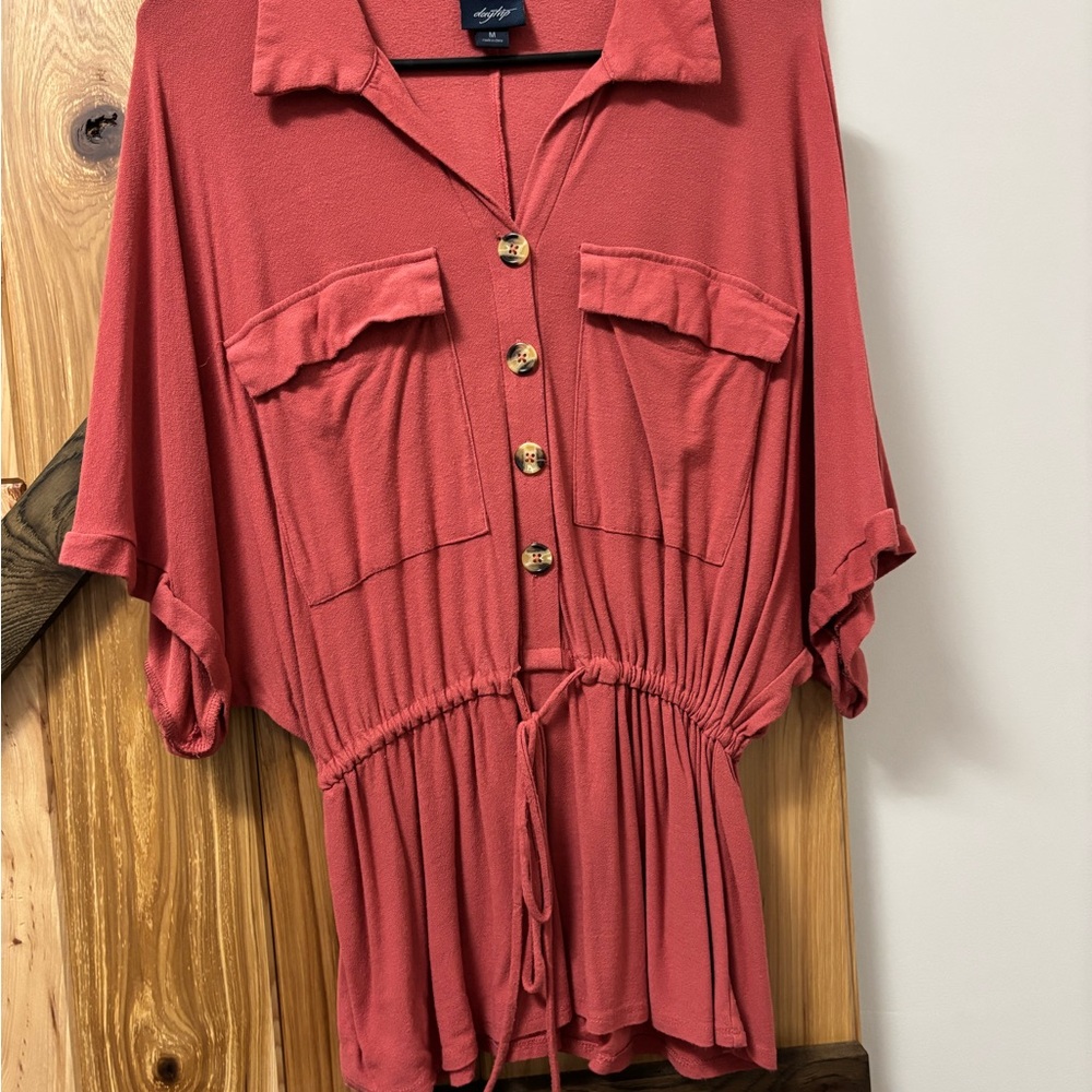 Daytrip Button-Down Blouse In Rust - image 1